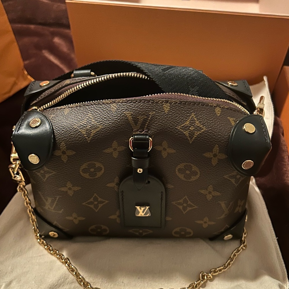Louis Vuitton Brown and Black Satchel with Monogram